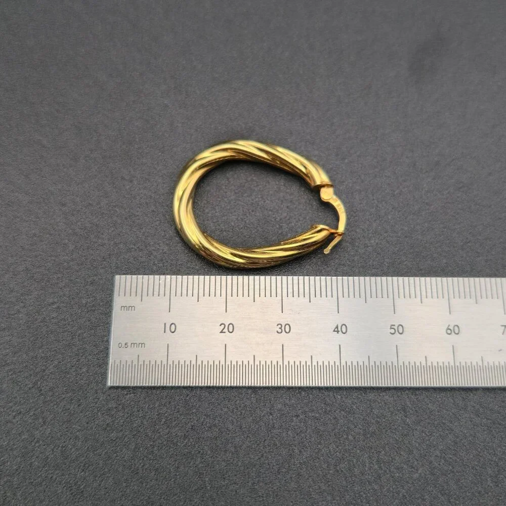 Gold Over Sterling Silver Braided Hoop Earrings A6488 - Picture 4 of 5